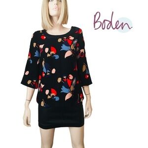Anthropologie Boden Blouse Top Shirt Tank Floral Colorful Versatile ¾ Sleeve
